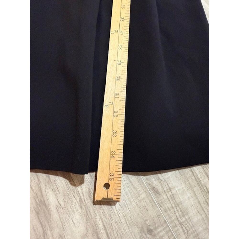 White House Black Market Black Fit-and-Flare Split Neck Pleated Dress-Size 4P - Picture 3 of 11